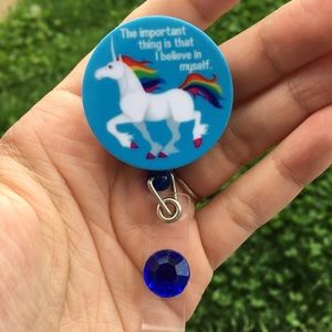 Unicorn Purple Retractable Nurse Badge Holder